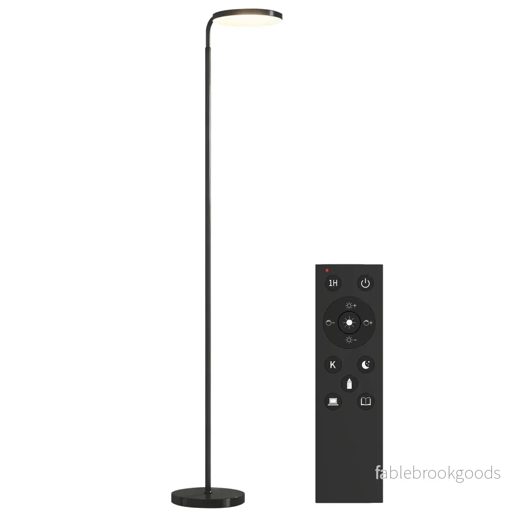 LED-golvlampa, justerbar, fjärrkontroll, svart