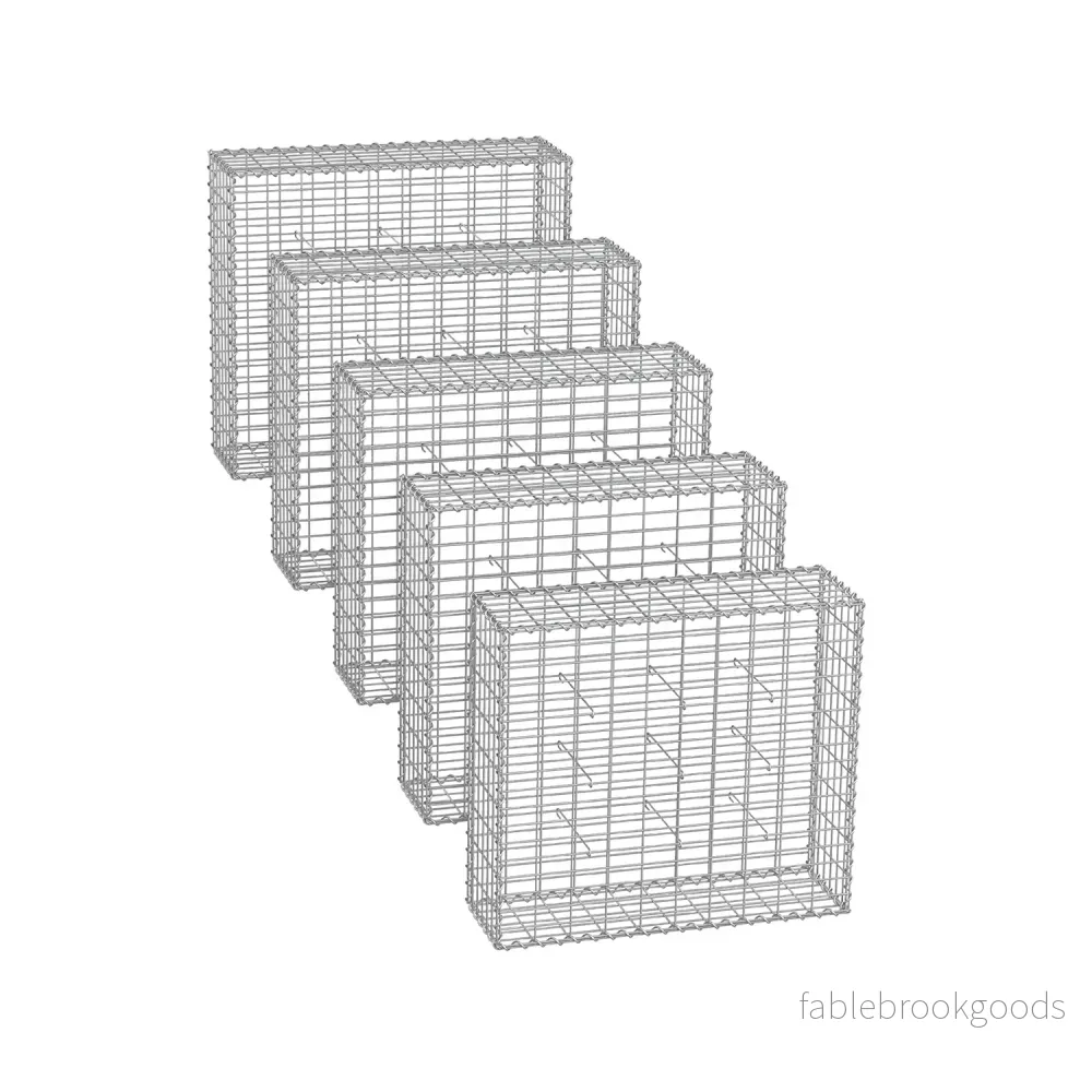 Set med 5 gabioner – maskstorlek 5 x 10 cm – silver Set med 5 gabioner – maskstorlek 5 x 10 cm – silver