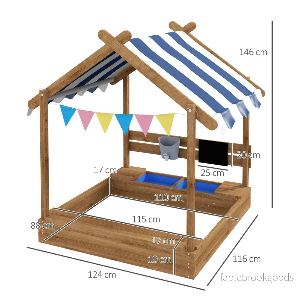 Träsandlåda med tak och sits, 124x116x146cm, 3-7 år - Bild 3