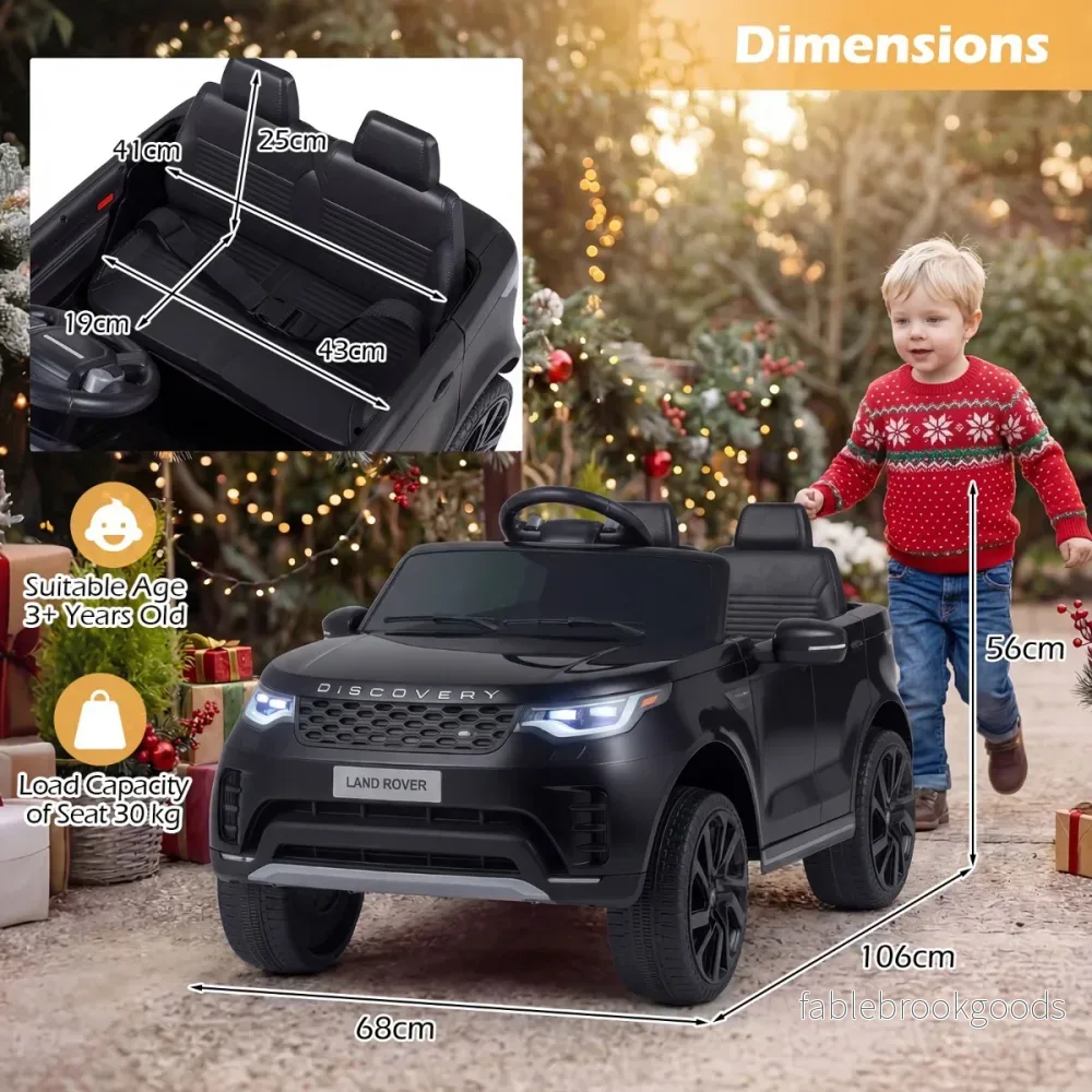 12V – Land Rover Barn Elbil Fjäderdrift LED Musik Trådlöst från år – 3 – Svart - Bild 2