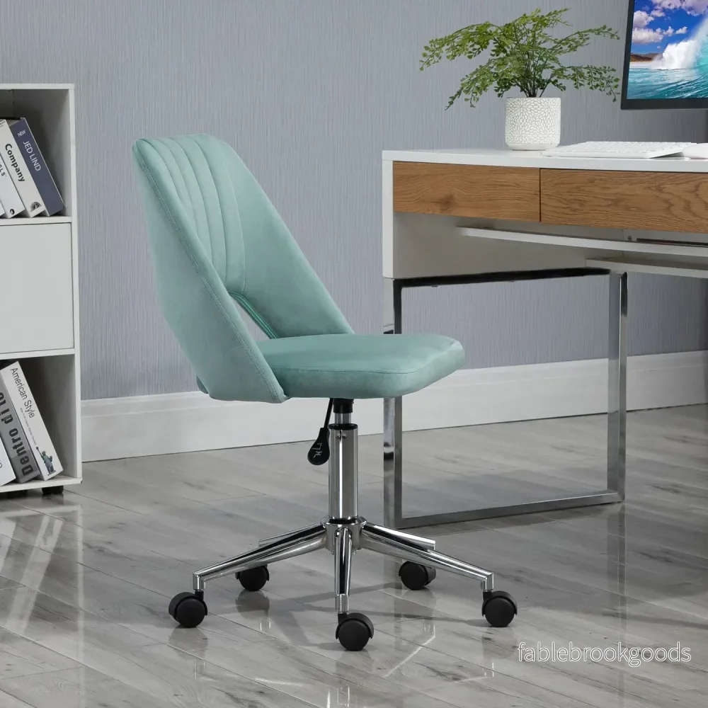 Ergonomisk skrivbordsstol i grön sammet – justerbar, inga armar - Bild 2