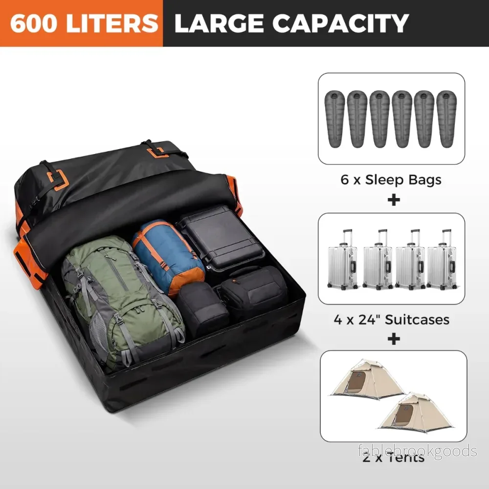 600L – bil takbox med anti rutschmatta och dörrhakar lås bärväska – 6 – Orange - Bild 3