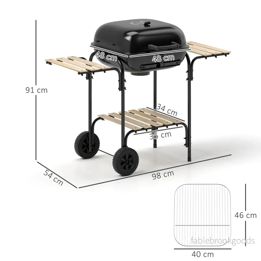 Kolgrill med låsbart lock, stålram, 1840 cm² kokyta - Bild 3