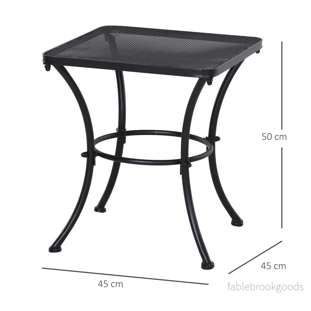 Svart metall sidobord för uteplats, 45x45x50 cm - Bild 3