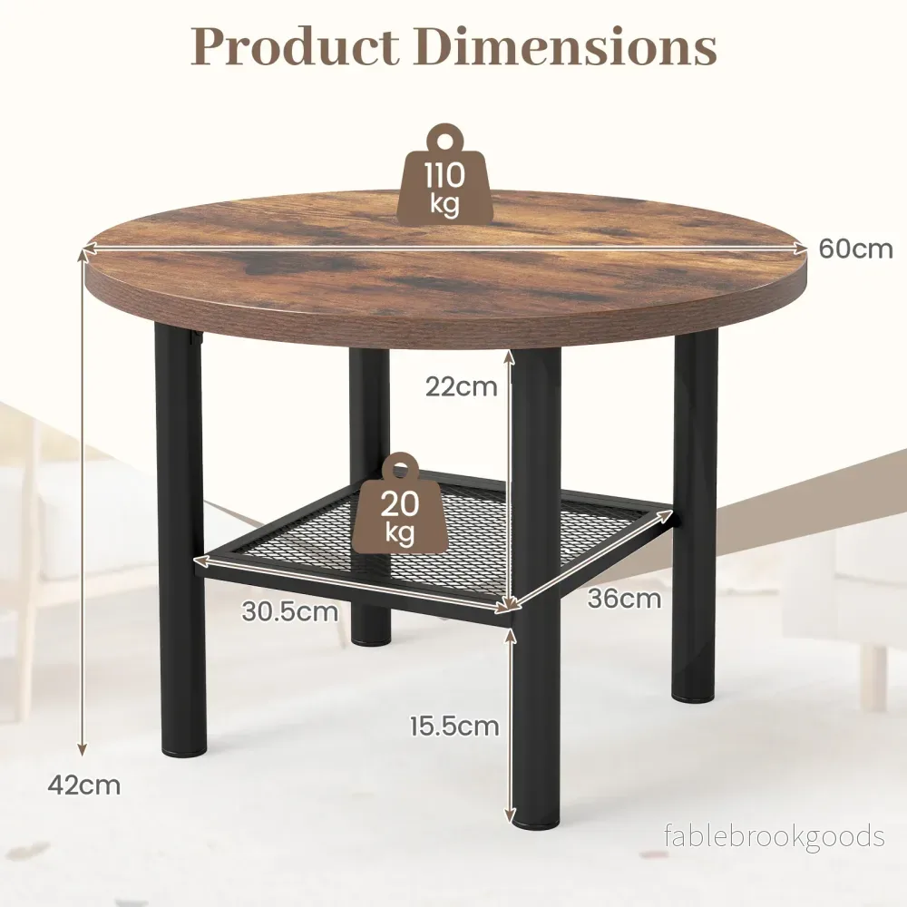 Runt – soffbord med öppen hylla, vardagsrumsbord – 60 x 60 x 42 cm - Bild 2