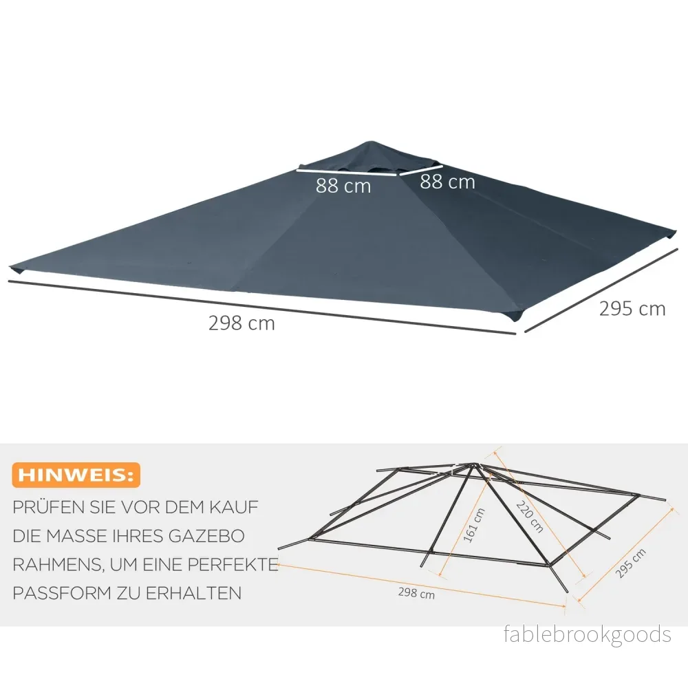 3x3M Mörkgrå Polyester Gazebo Ersättningstaktäcke - Bild 3