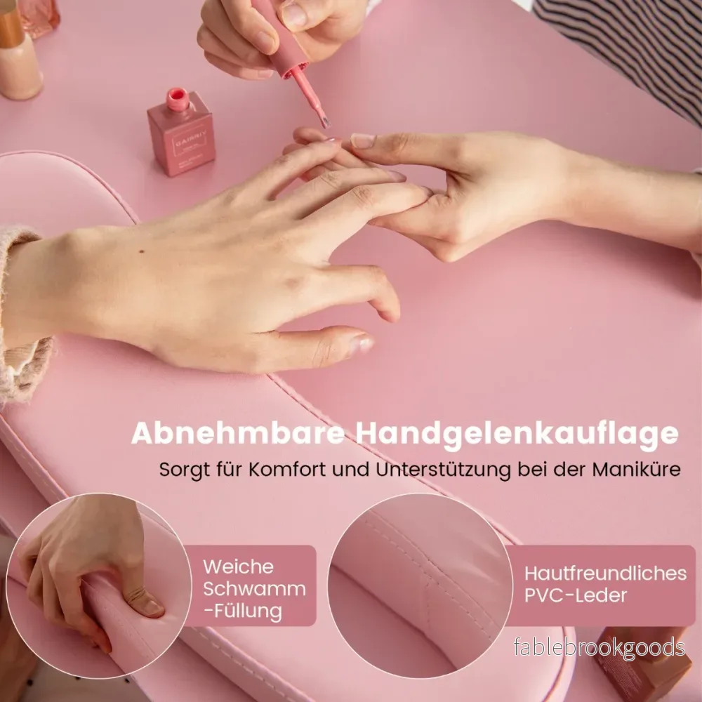 Manikyrbord – med lådor skåp och handledsstöd – Rosa - Bild 3