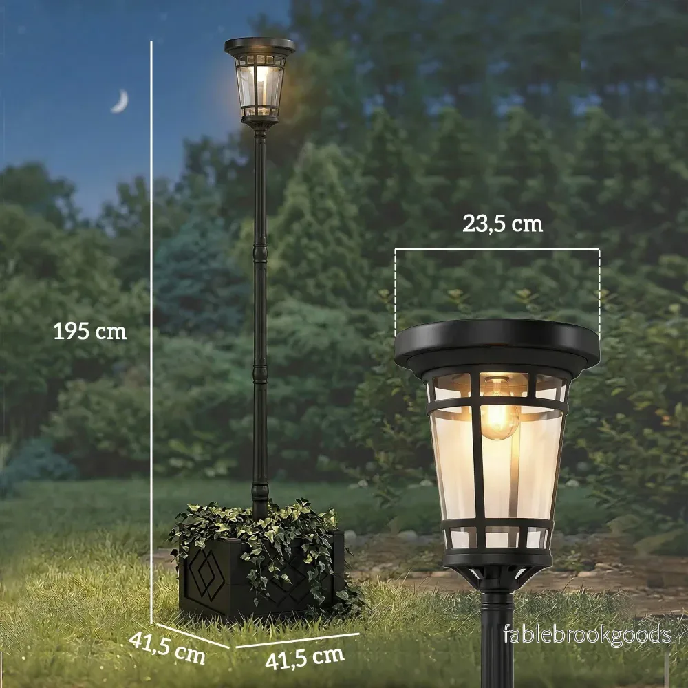 Solcellslykta för trädgården med kruka, 195 cm, dubbel ljusstyrka - Bild 3
