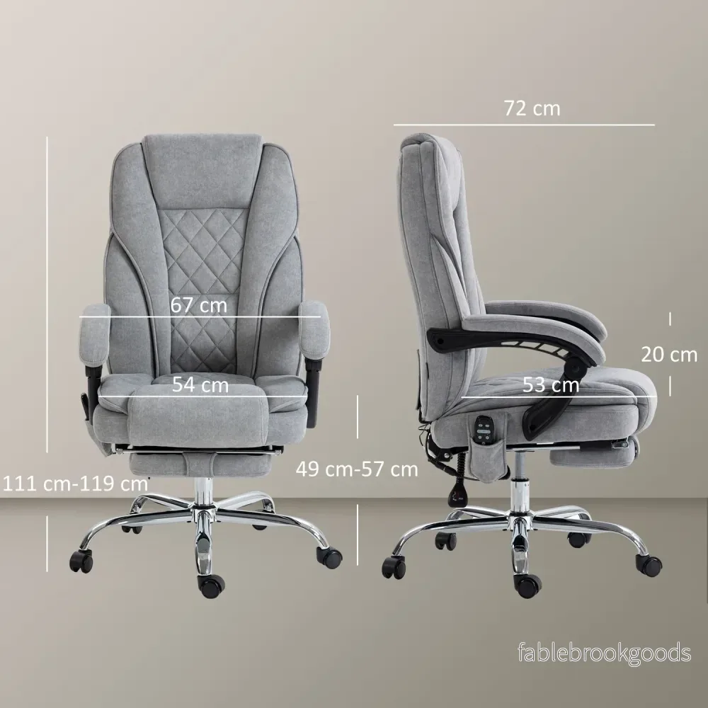 Ergonomisk kontorsstol med massagefunktion, fotstöd, vridbar, rullbar, grå - Bild 3