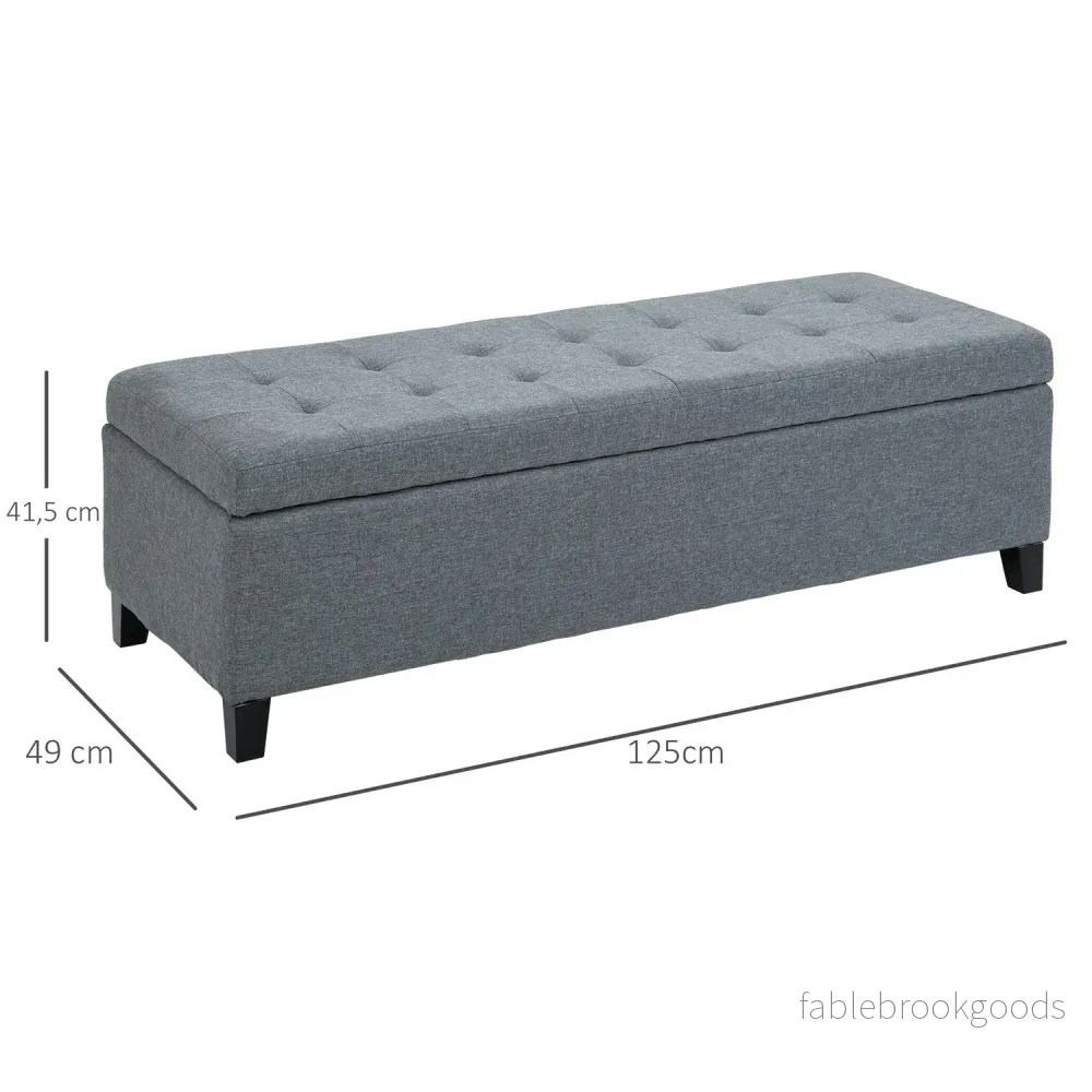 Grå stoppad förvaringsbänk – Linnelook Bed & Living Room - Bild 3
