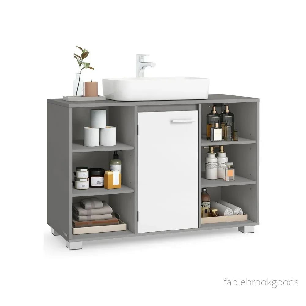 Badrumsmöbler – justerbara hyllor – Dove Grey-Cloud White Badrumsmöbler – justerbara hyllor – Dove Grey-Cloud White