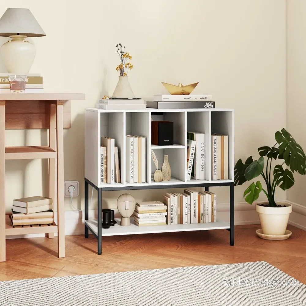 Skivspelareställ – med laddstation och vinylförvaring Sidoskåp Vinyldisplay Hylla – Vit - Bild 3