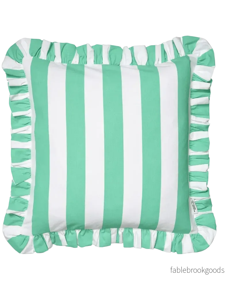 Kuddfodral Ruffle Stripes Sage
