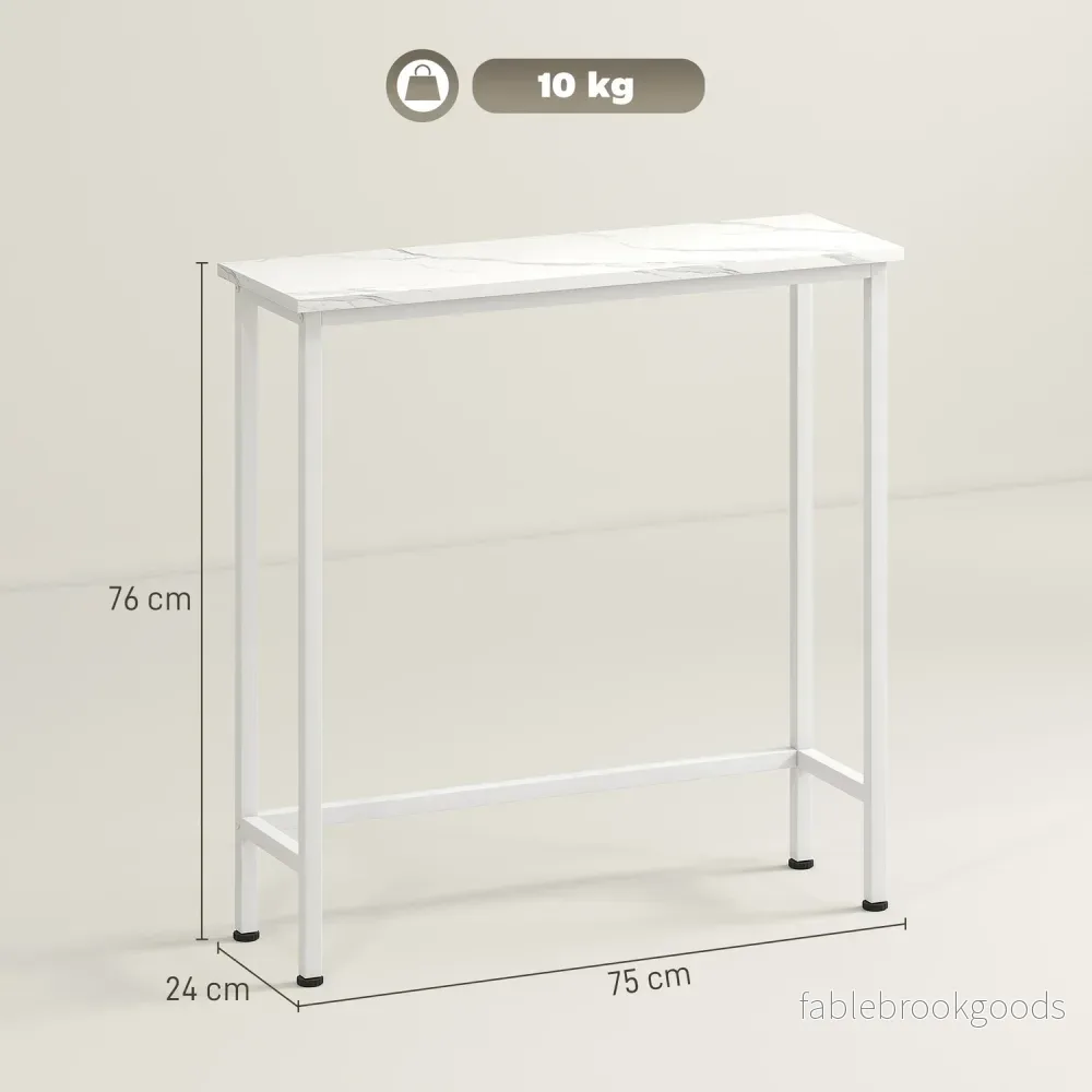 Konsolbord med justerbara fötter, tippskydd, 75x24x76 cm, vit - Bild 3