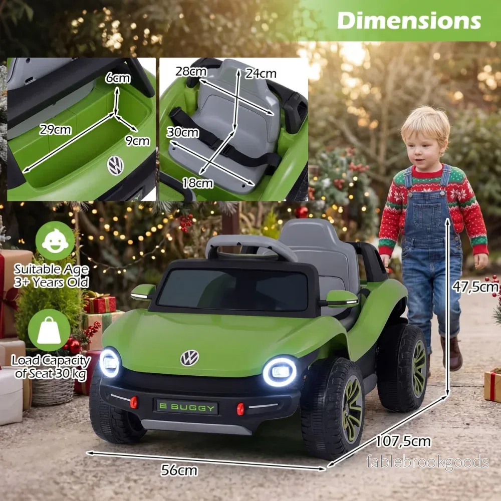 Barns – elbil VW inkl. 2,4G fjärrkontroll 12V elektrisk elfordon – Grön - Bild 2