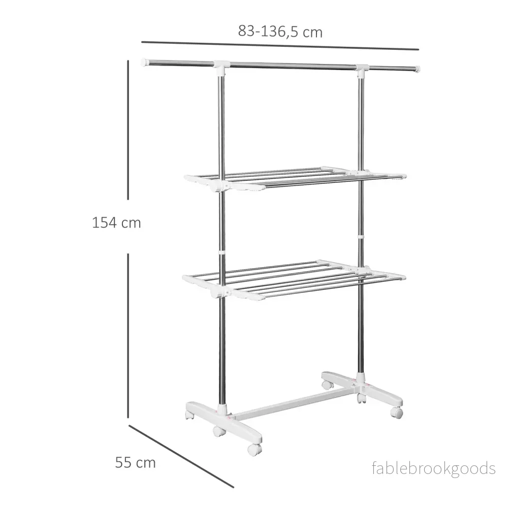 Vikbart klädluftstorn med sidovingar, 2 nivåer - Bild 3