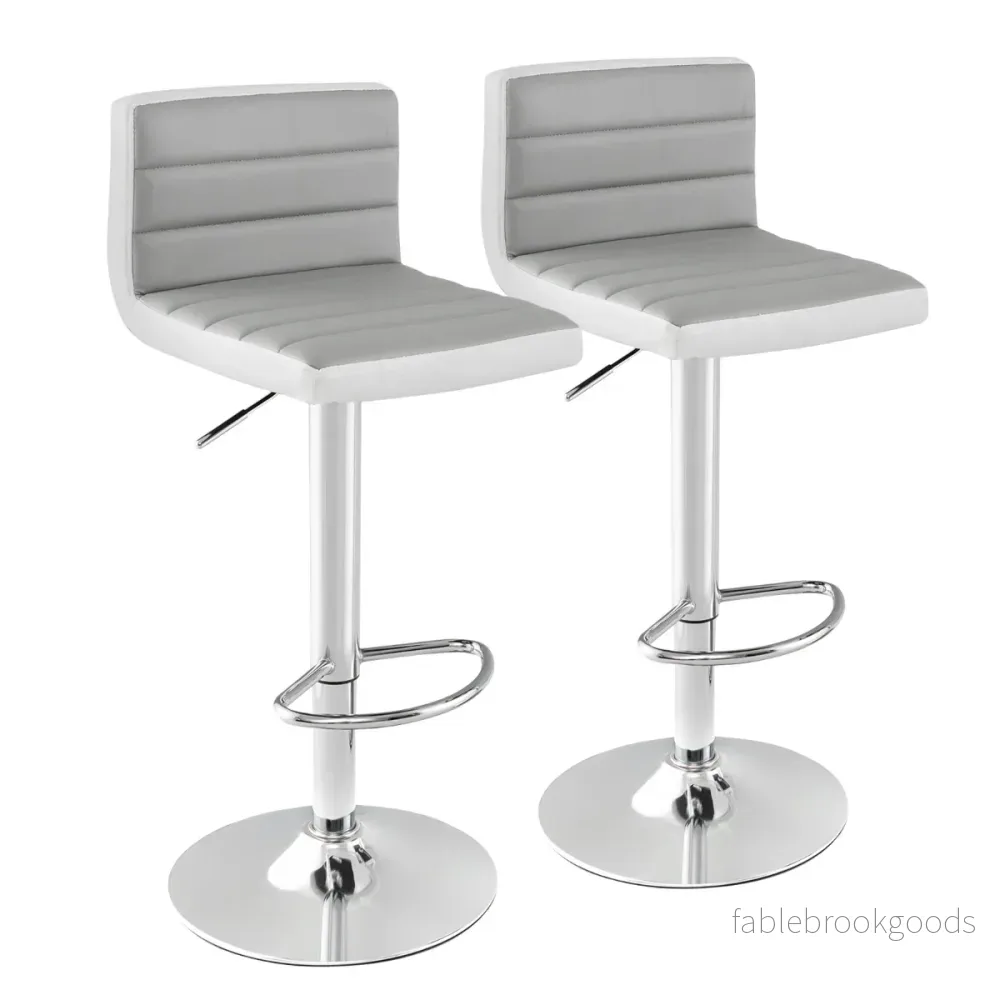Set – med barstolar höjdjusterbara svängbara kökspall stolpall – 2 82-102 cm – Grå