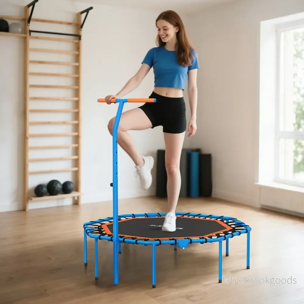 Fitnesstrampolin med justerbart handtag, stål, inomhusbruk - Bild 2