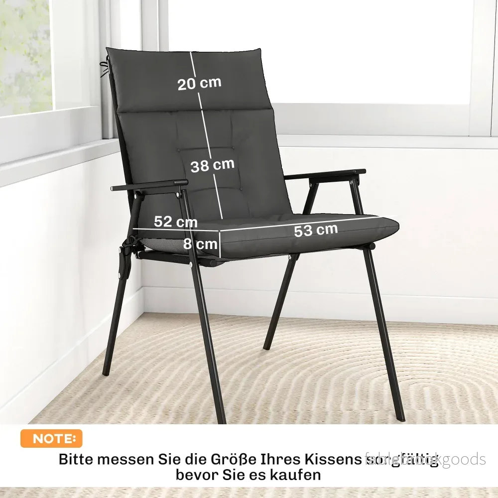 Set med dynor för utomhusstolar, vattenavvisande, halkfri, mörkgrå - Bild 3