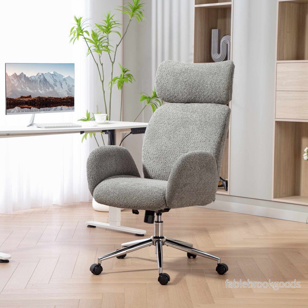 Ergonomisk kontorsstol, justerbart nackstöd, lutning, mörkgrå - Bild 2