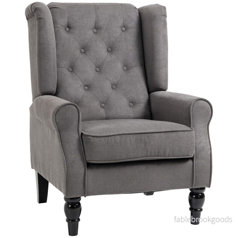 Wingback Relax-stol, mörkgrå polyester, träben Wingback Relax-stol, mörkgrå polyester, träben