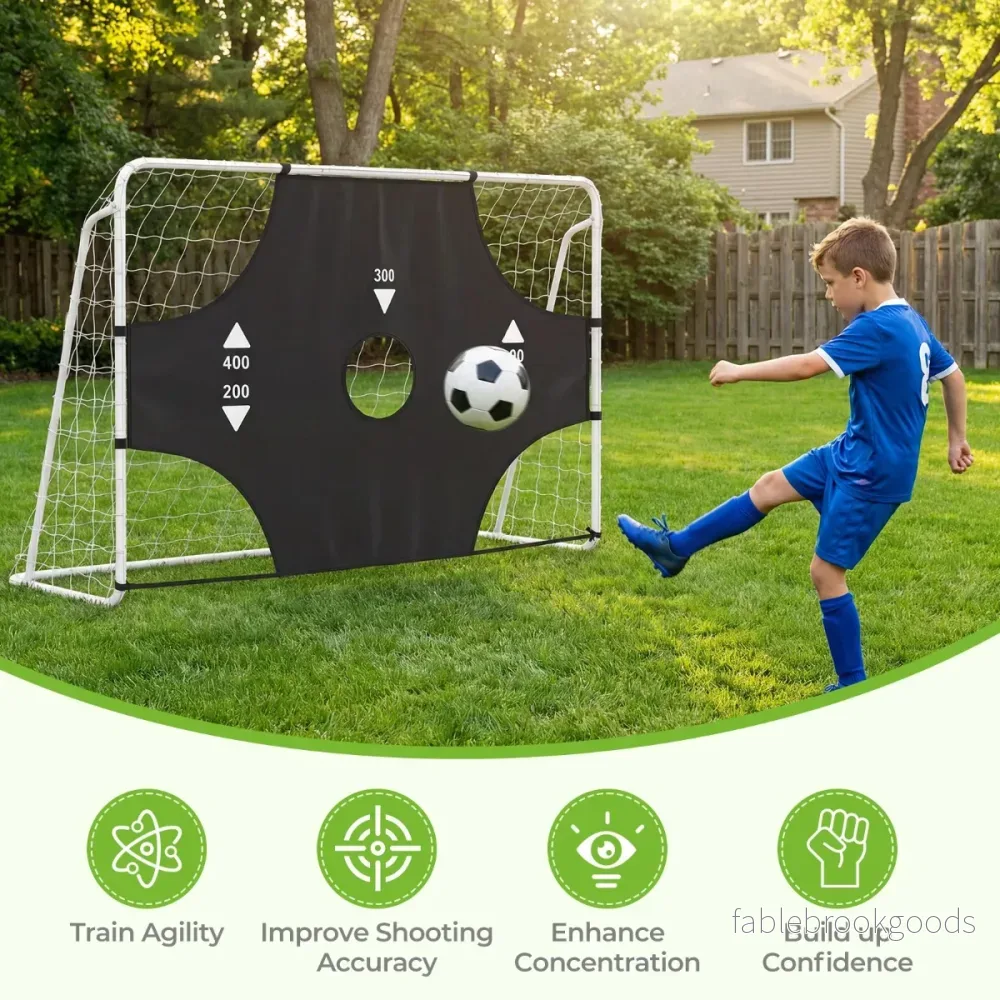 Fotbollsmål – med avtagbar målvägg, handbollsmål skotthål och förankringssystem, vitt cm. – 5 215 x 77 x 152 – Vit - Bild 3