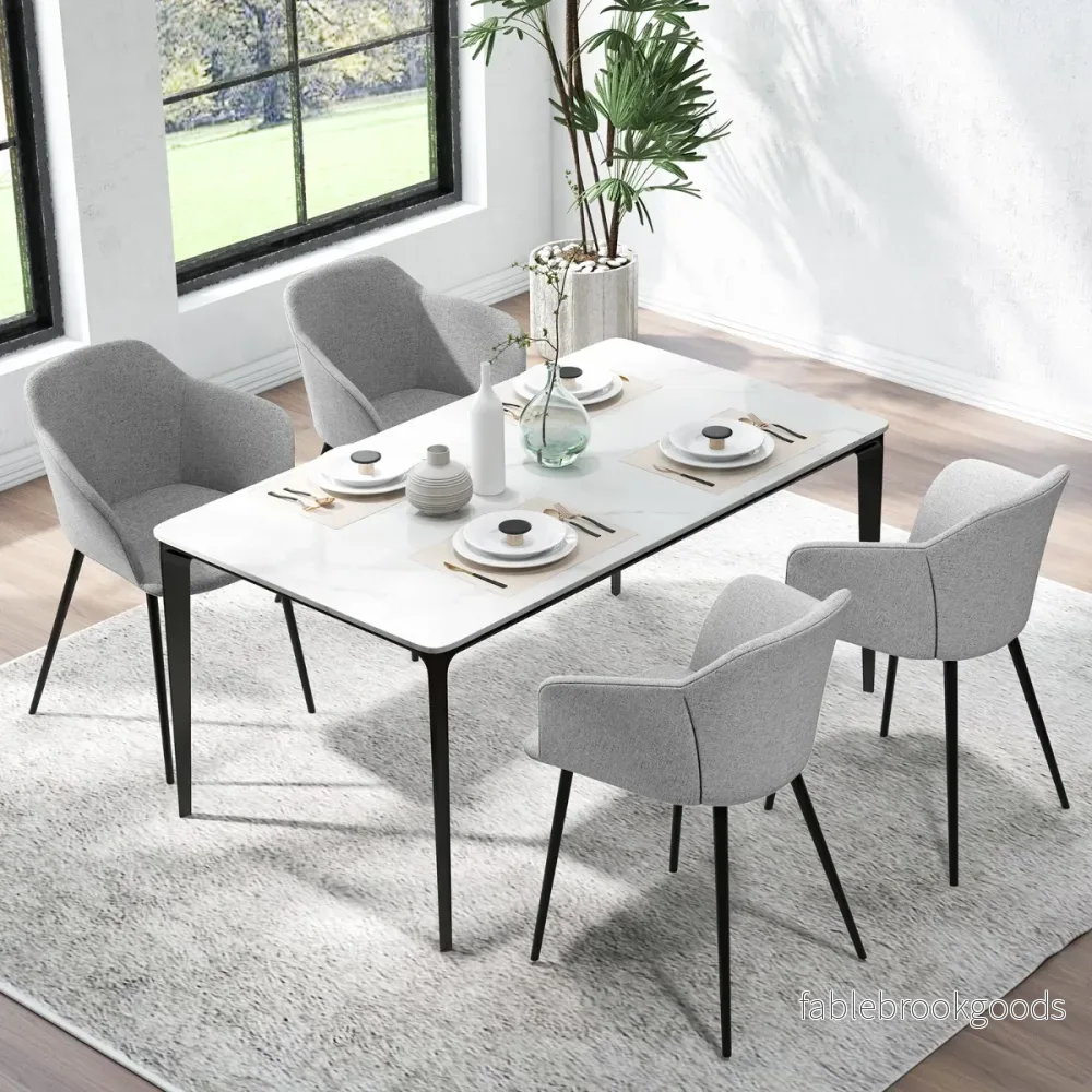 Set – med matsalsstolar stoppad ergonomiskt ryggstöd brutet – 2 – Ljusgrå - Bild 3