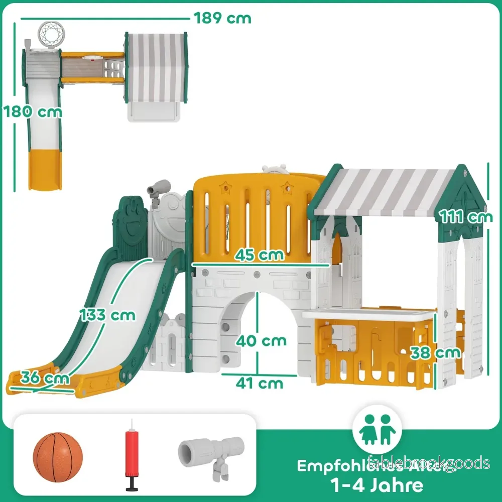 Inomhus 7-i-1 rutschkana och lekset, åldrar 1-4, gul/grön - Bild 3