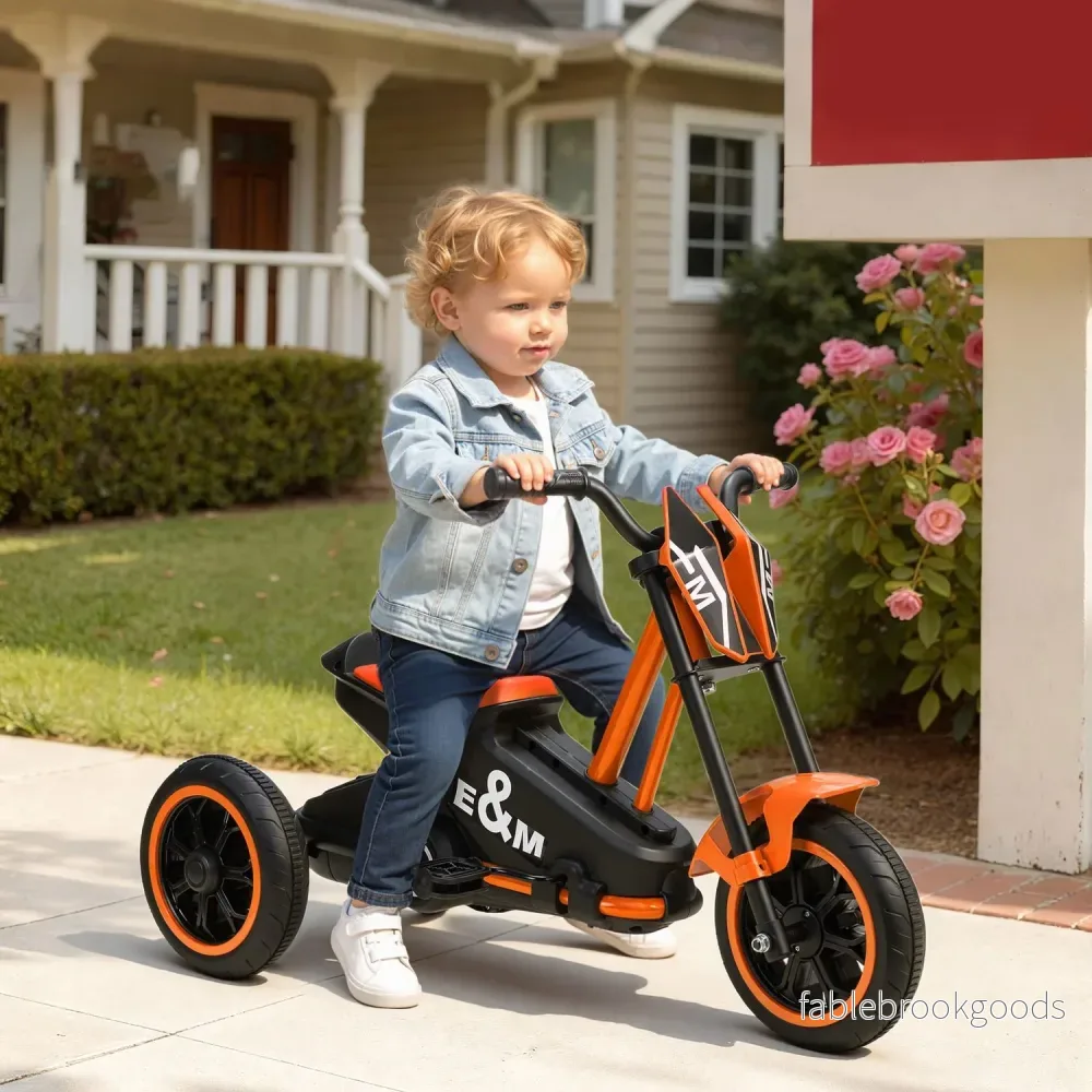 Trehjuling för småbarn med pedaler, stålram, orange, 18-36 månader - Bild 2
