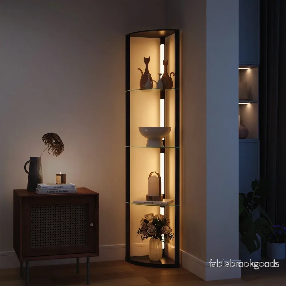 LED-golvlampa med hyllor, justerbar ljusstyrka, svart - Bild 2