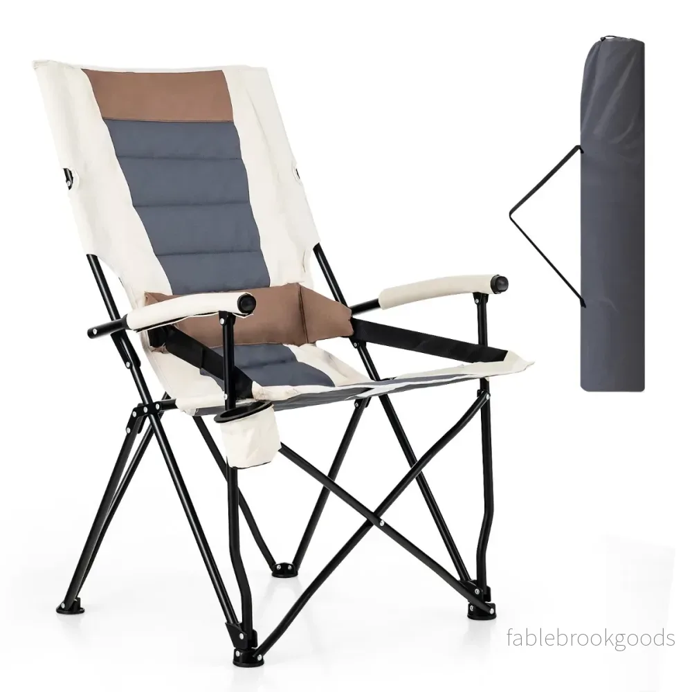 Camping – hopfällbar stol Vadderad med mugghållare + – 63 x 72 x 102 cm – Brun - Bild 2
