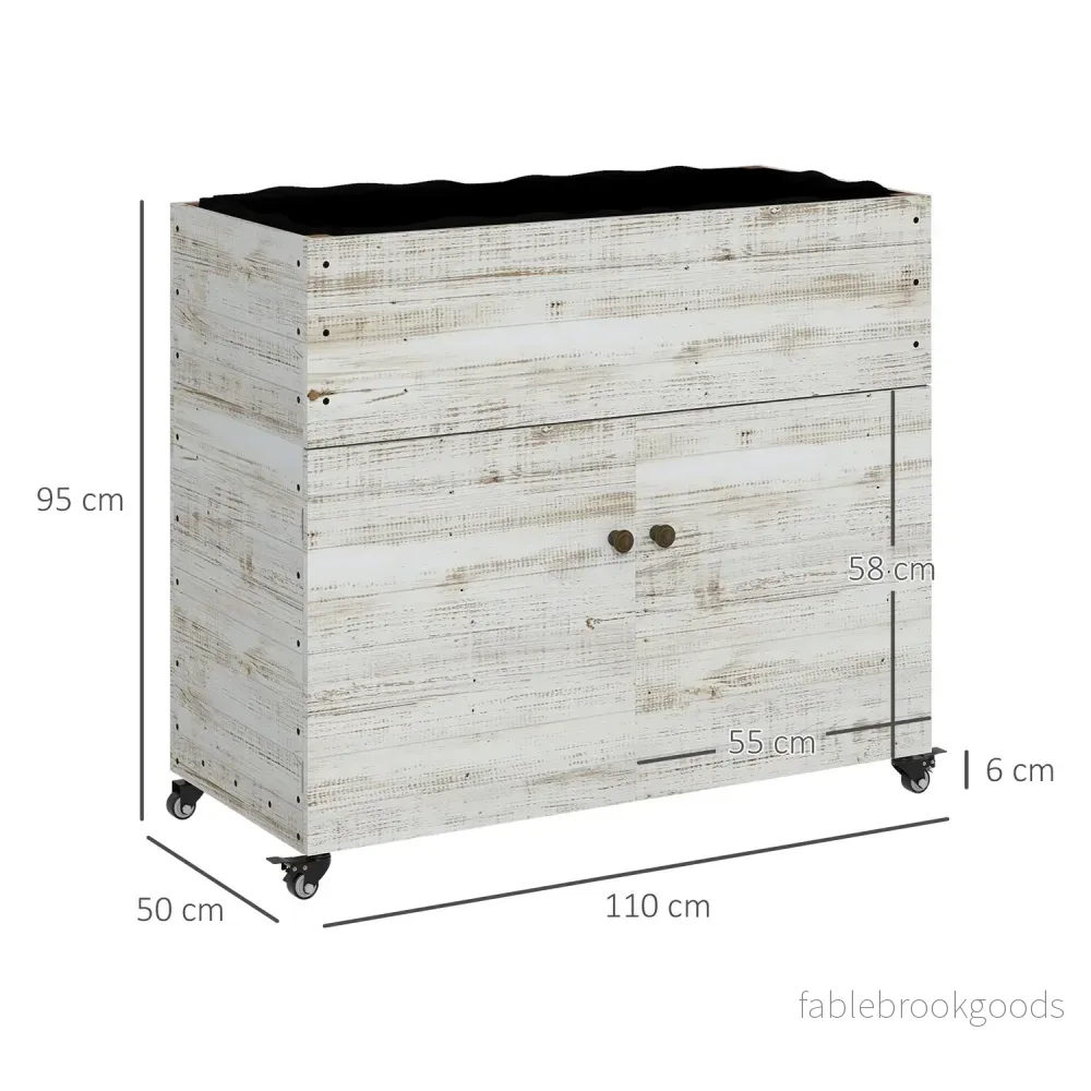 Planteringslåda i trä med hjul och förvaring, 110x50x95 cm - Bild 3