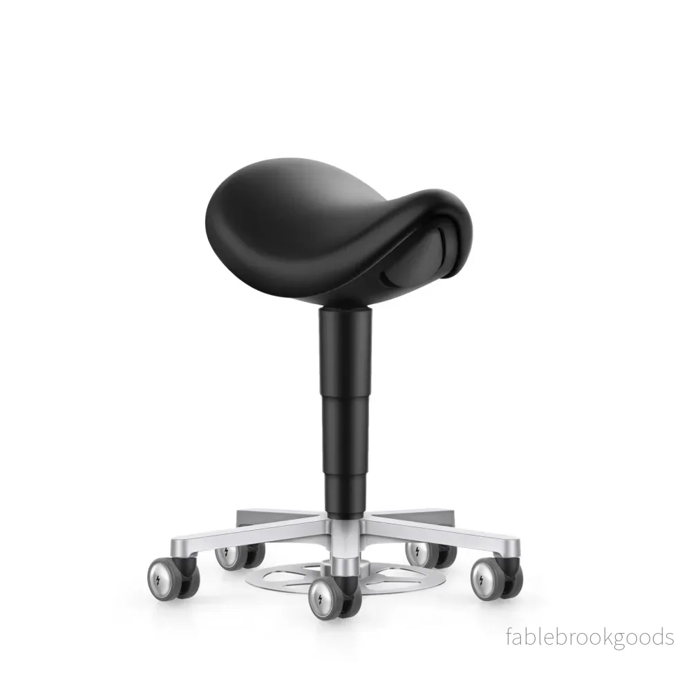 Stool Cleanroom sadelstol – fotpedal, svart konstläder Stool Cleanroom sadelstol – fotpedal, svart konstläder