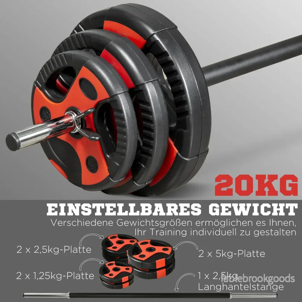 Justerbart 20 kg skivstångsset med halkfritt handtag, golvsäkert - Bild 3