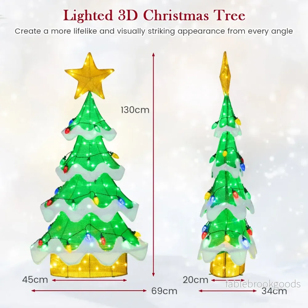LED julgran – med lampor, stjärna och jordgubbsformade – 130 cm – Grön - Bild 2
