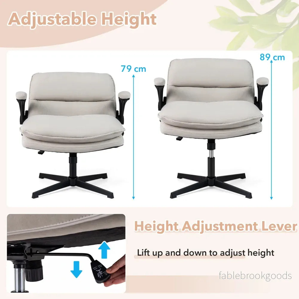 Ergonomisk – kontorsstol, höjdjusterbar skrivbordsstol med ryggstöd lastkapacitet upp till – 150 kg – Beige - Bild 3