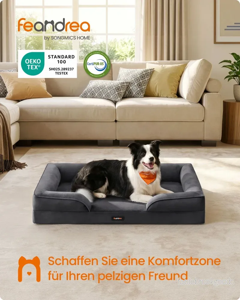 Hondenmand - Orthopedisch en Wasbaar - Met Verhoogde Randen - Leigrijs - 104 x 69 x 17 cm - Bild 2