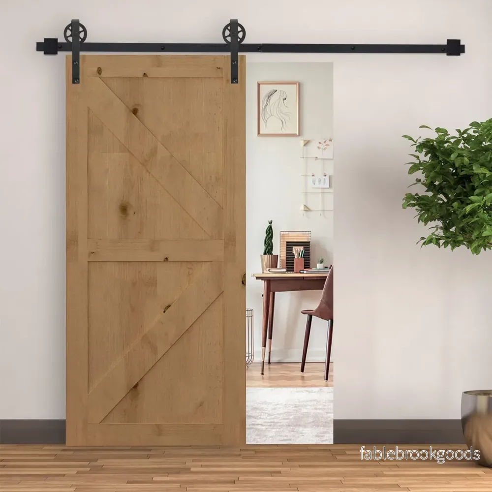 Skjutdörrsbeslagssats, svart kolstål, 200 cm skenor - Bild 2
