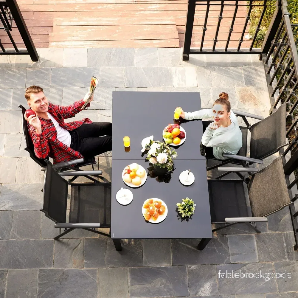 Trädgårdsstolar – Set med 4 hopfällbara stolar – Aluminium – Svart - Bild 3