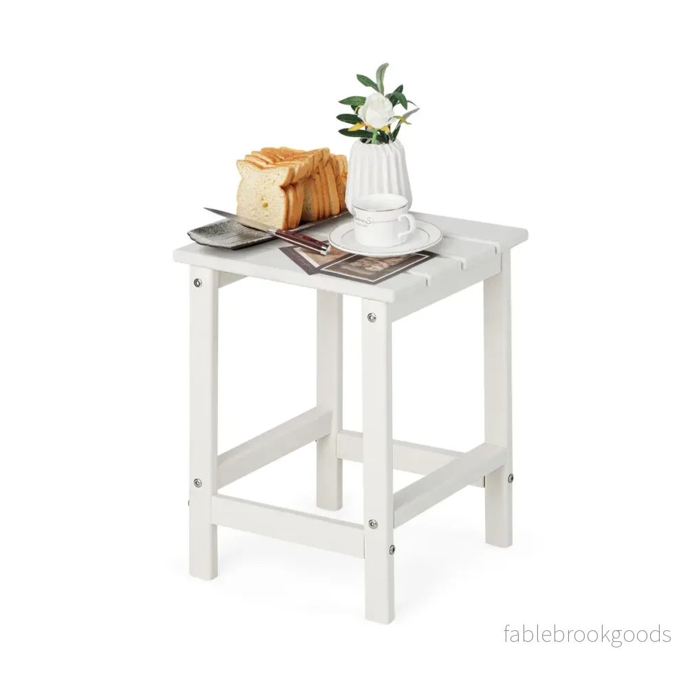 Sidobord – väderbeständigt HDPE Adirondack – 36 x 36 x 47 cm – Vit