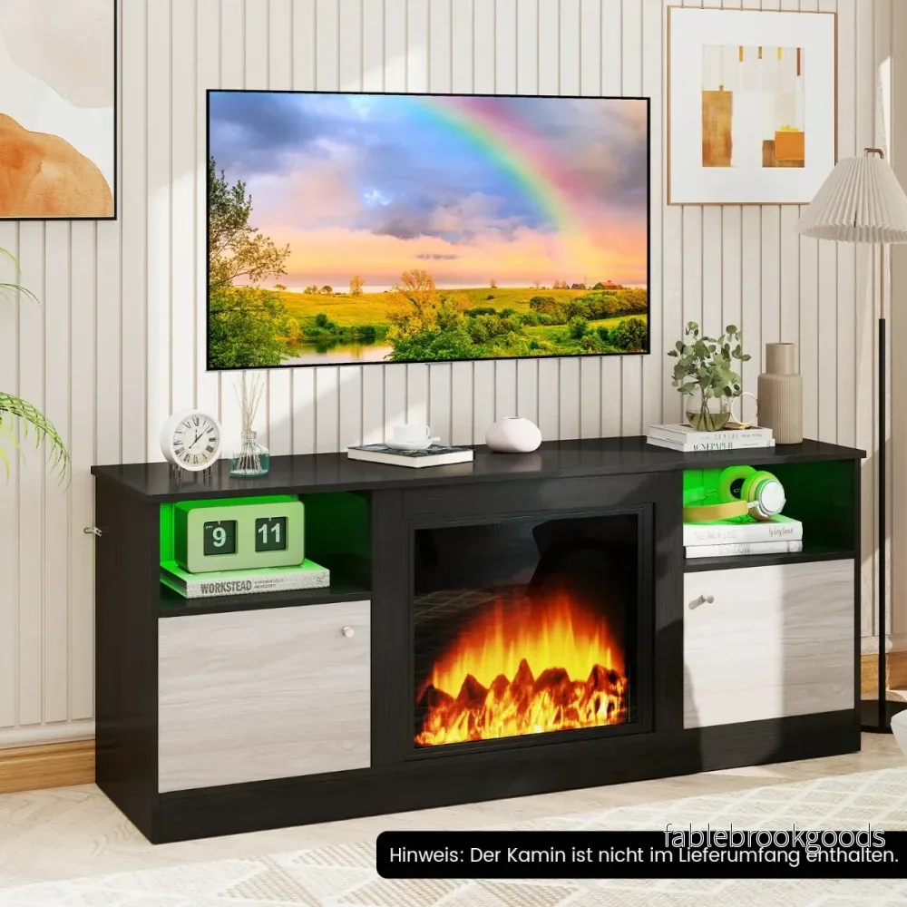 TV skåp – med LED belysning för tums justerbar hylla – 65 – Svart - Bild 3