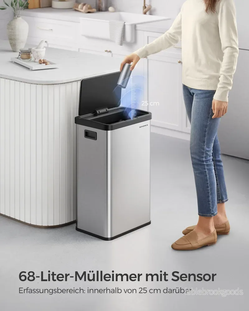 Soptunna med rörelsesensor – Stål – Metallic Silver - Bild 2