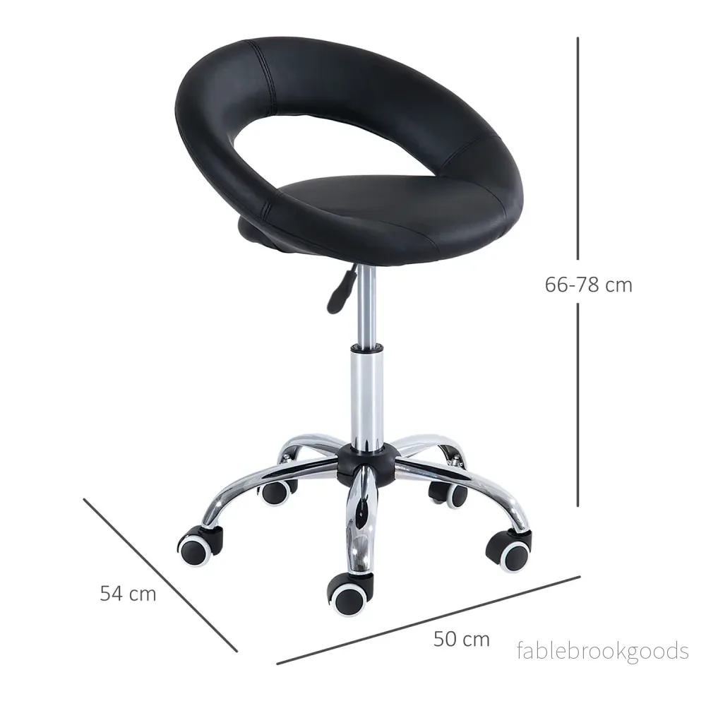 Höjdjusterbar svängbar pall – svart PU & metall - Bild 3