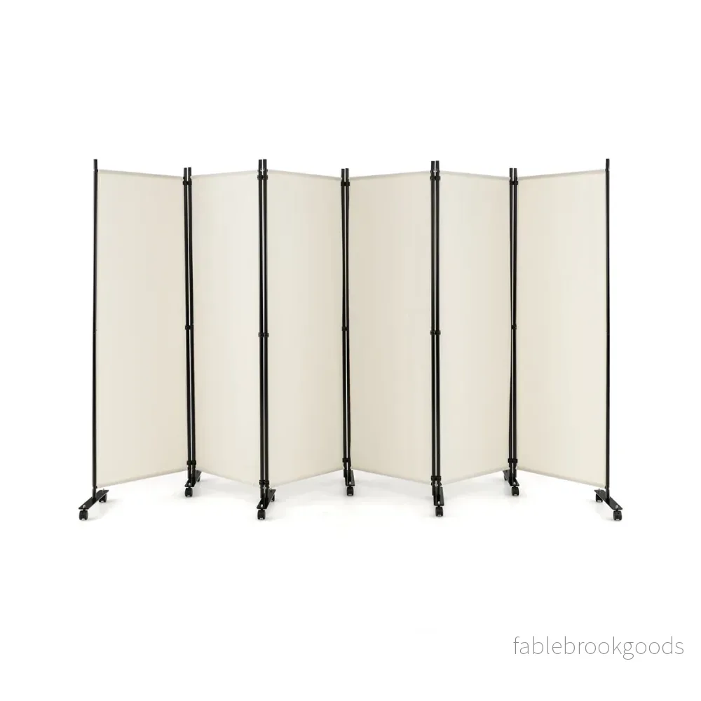 delad – hopfällbar rumsavdelare hög sekretessskärm med låsbara hjul – 6 172 cm – Beige - Bild 2