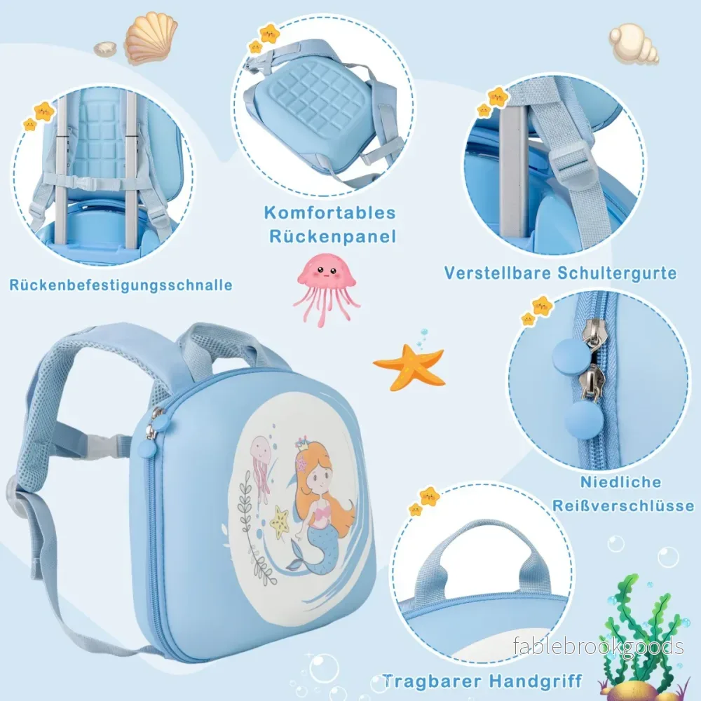 delad – barnresväska + ryggsäck 10”+14” barnvagn med hjul – 4 – Blå - Bild 3