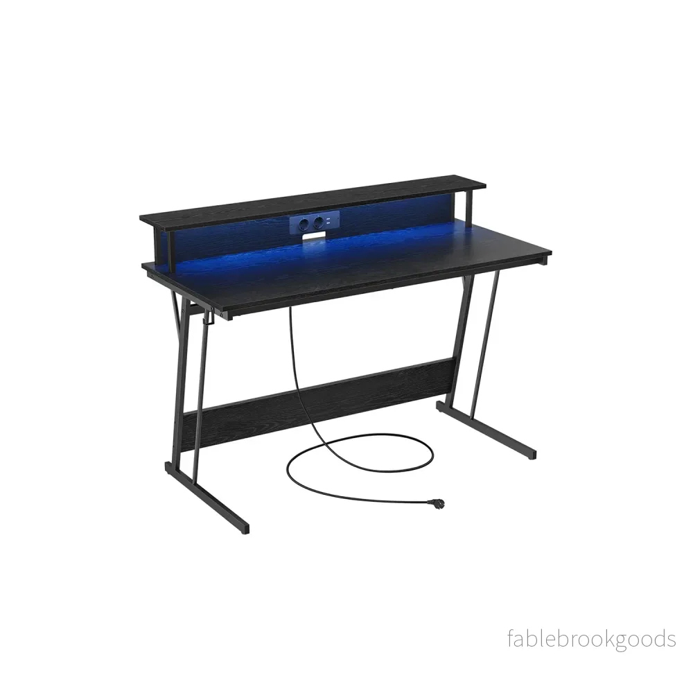 Skrivbord med monitorstativ – 135 cm – svart Skrivbord med monitorstativ – 135 cm – svart