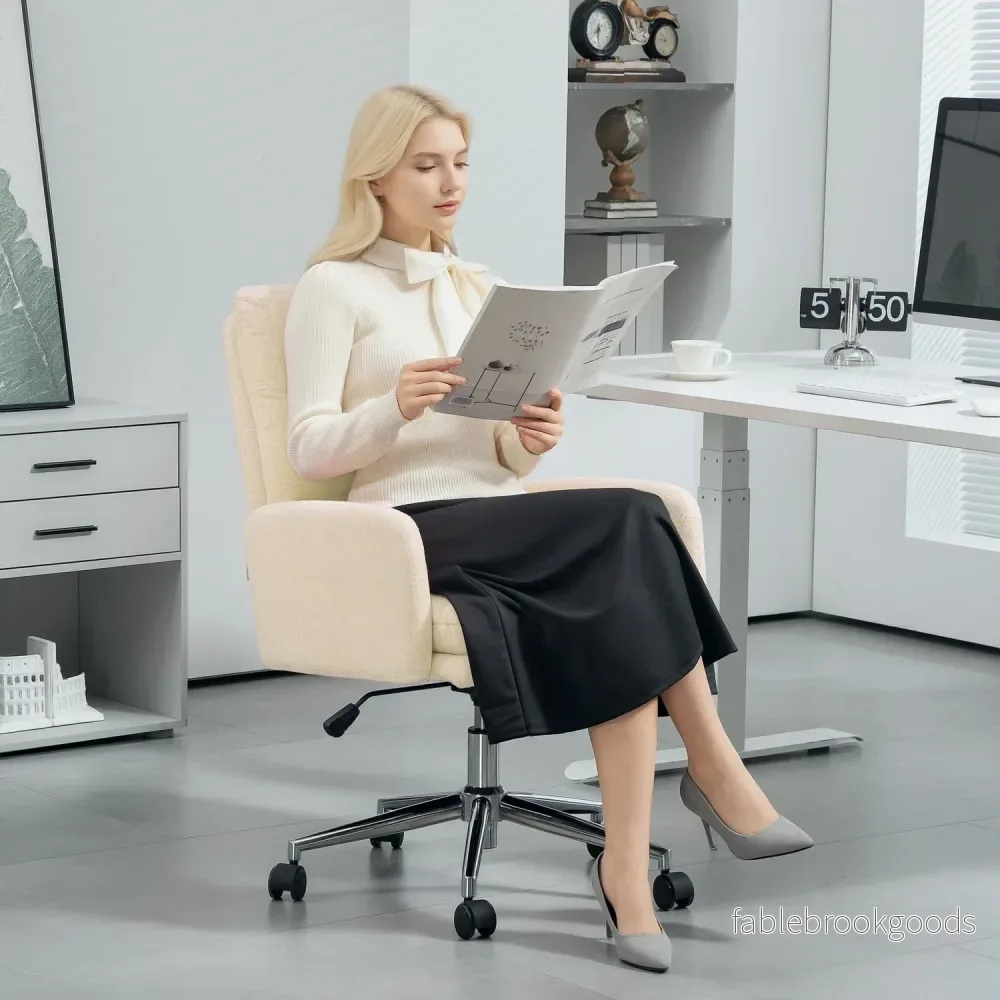 Ergonomisk kontorsstol, lammullslook, höjdjusterbar - Bild 2