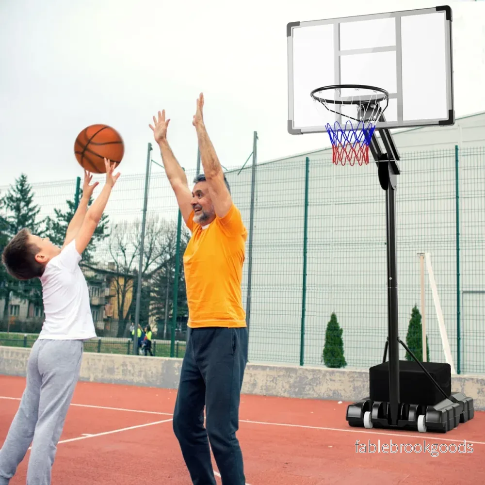 Basketbåge – utomhus Höjdjusterbart basketstativ med hjul – 135/143-305 cm 2 – Svart - Bild 2