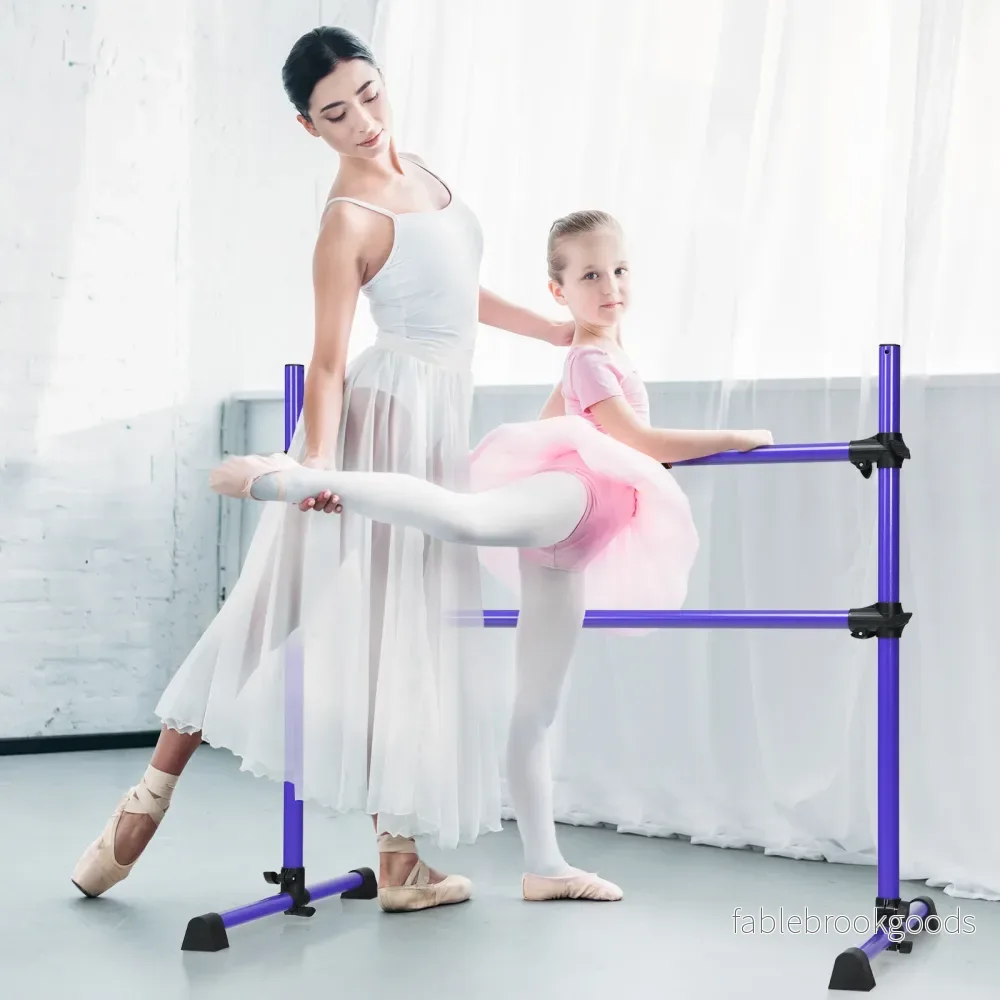 Balettstång – Balett/stretchstång Höjdjusterbar mobil – 124,5 x 71 x 120 cm – Lila