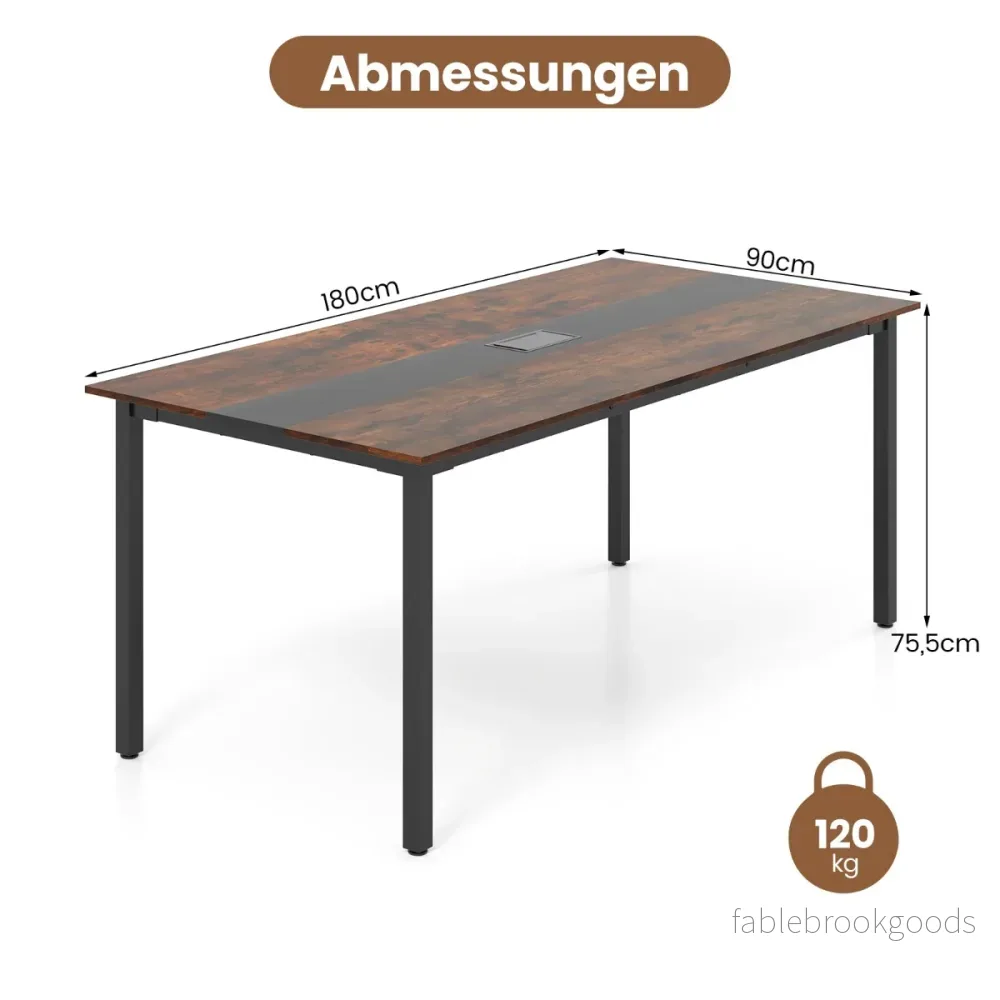 Konferensbord – för personer mötesbord rektangulärt seminarbord – 8-10 180 x 90 cm – Brun - Bild 2